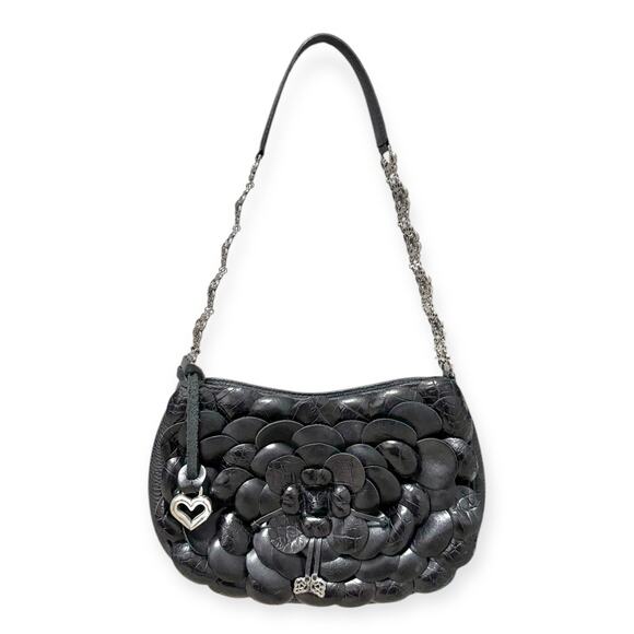 Brighton Rosalie Black Leather Flower Petal Small Chain Strap Shoulder Bag - Picture 1 of 8